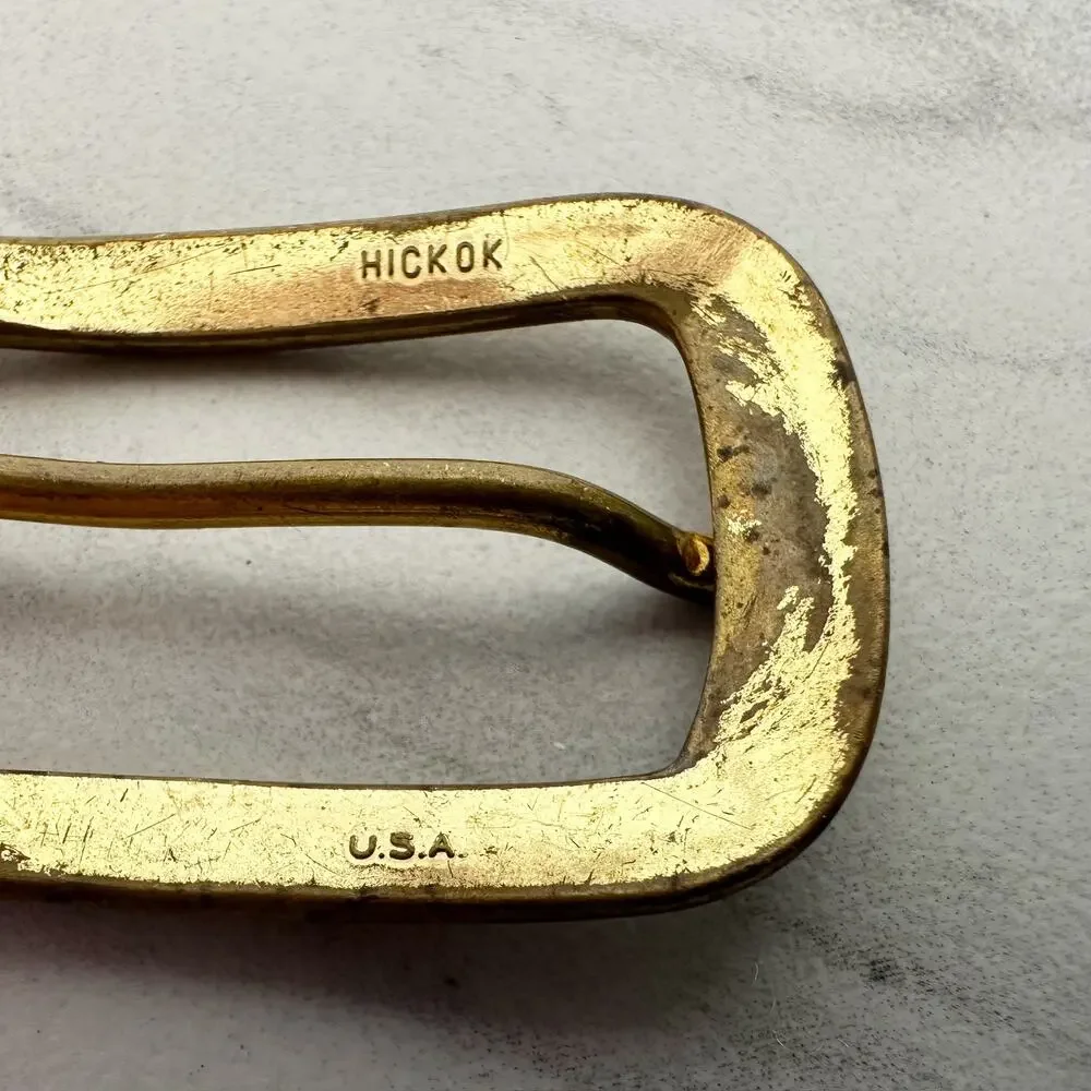 Hickok USA Vintage Small Gold Tone Simple Basic Belt Buckle